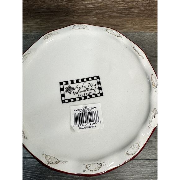 Rare Amber Rose Coffee Pot By Nanette Vacher 11.5” Tall ~unused Condition!! - Picture 11 of 11